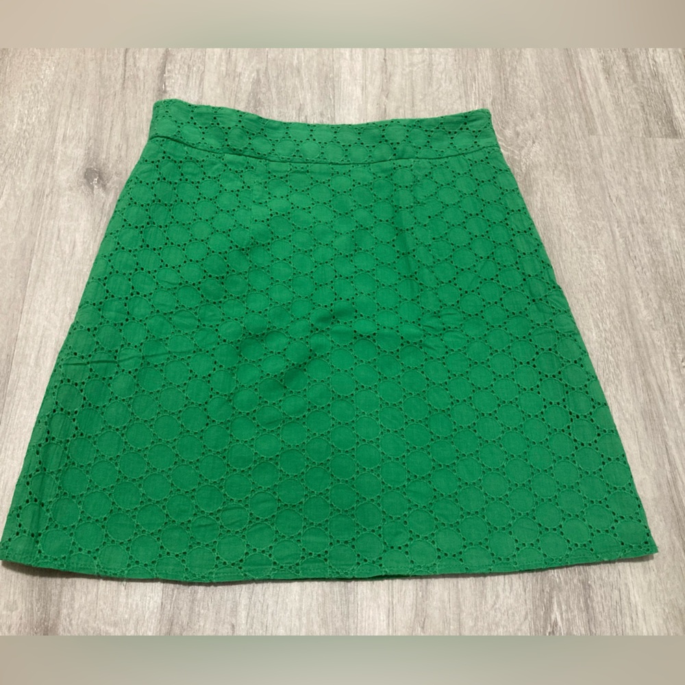 Paraella Green Eyelet Skirt Large Cotton